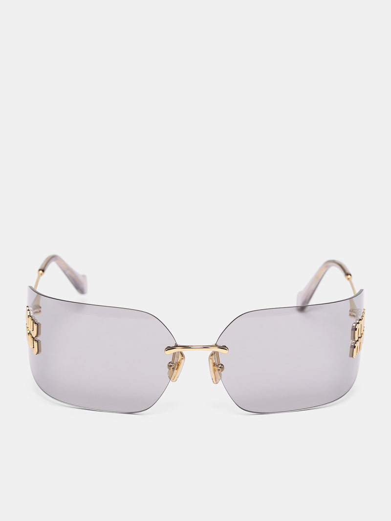 Gold MU-54YS Shield Sunglasses (0MU-54YS-GOLD-LIGHT-GREY)