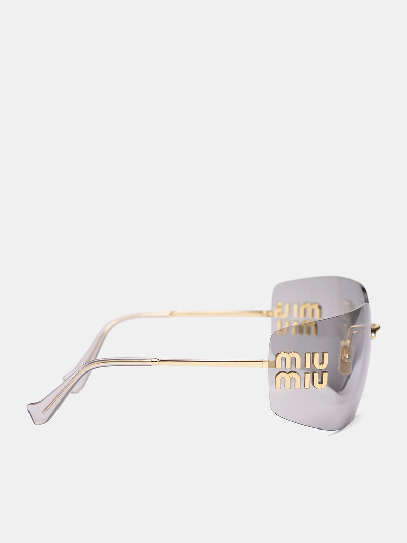 Gold MU-54YS Shield Sunglasses (0MU-54YS-GOLD-LIGHT-GREY)