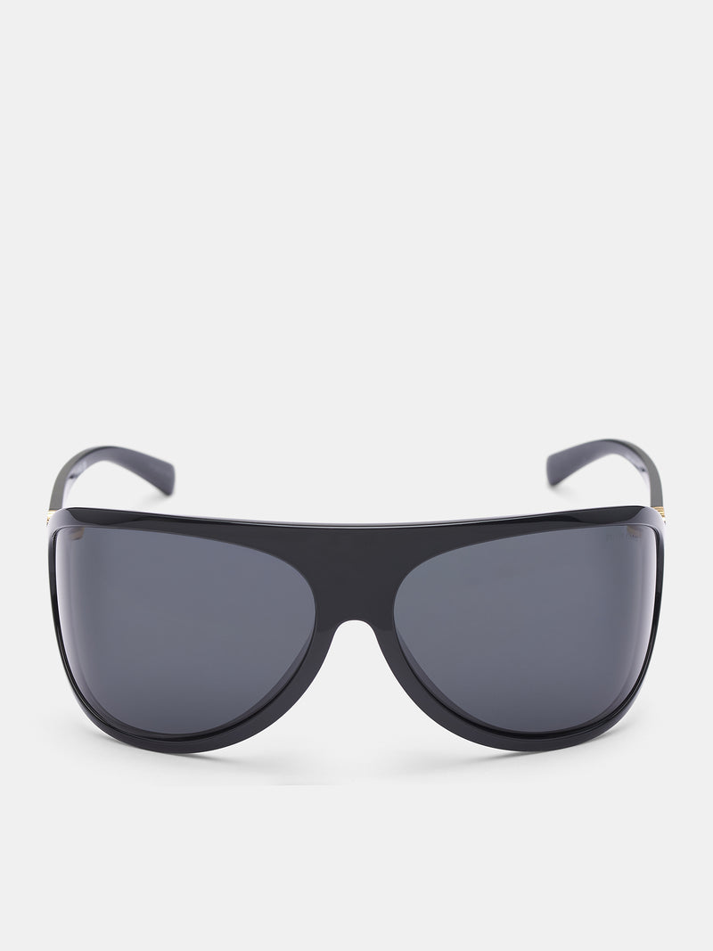 MU A01S Shield Sunglasses (0MU-A01S-BLACK-DARK-GREY)