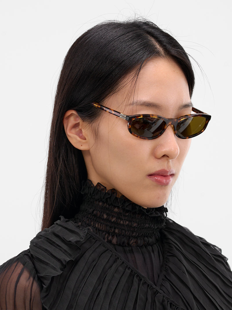 Brown Tortoiseshell Oval Sunglasses (0MU-A06S-14LC9Z54-DARK-BROWN)