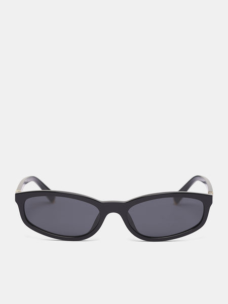 Black MU-A06S Oval Sunglasses (0MU-A06S-BLACK-DARK-GREY)