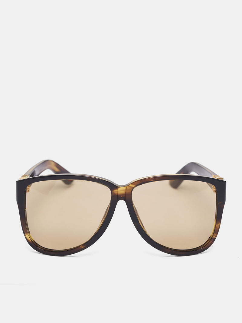 Brown MU-A08S Aviator Sunglasses (0MU-A08S-STRIPED-LODEN-YELLOW)
