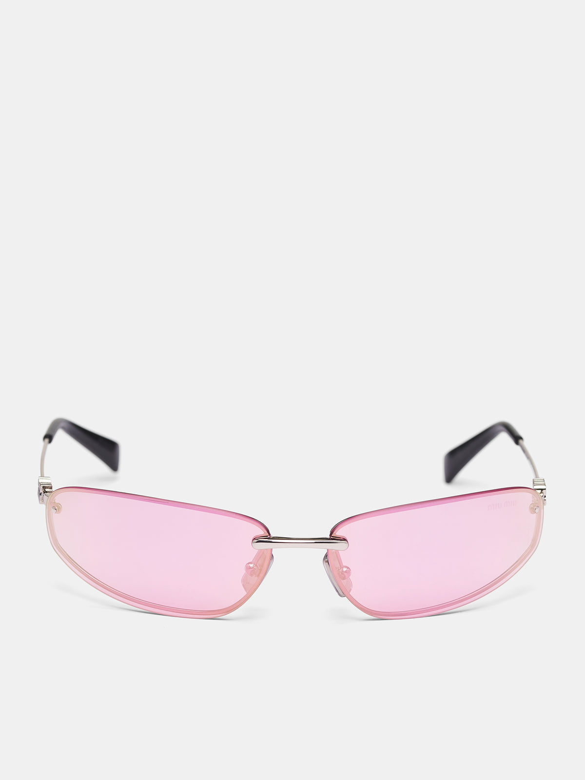 Silver MU-A50S Oval Sunglasses (0MU-A50S-SILVER-PINK-LILAC)