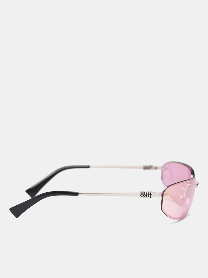 Silver MU-A50S Oval Sunglasses (0MU-A50S-SILVER-PINK-LILAC)