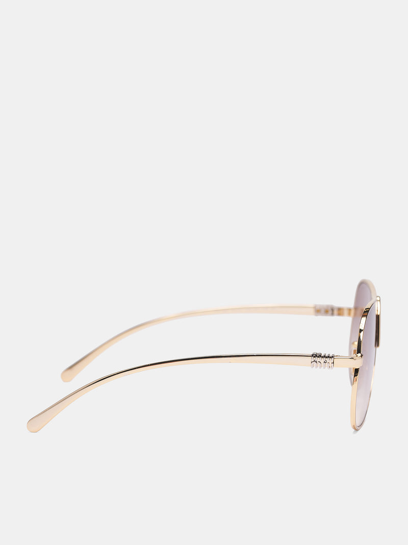Gold MU-A56S Aviator Sunglasses (0MU-A56S-GOLD-CLEAR-BROWN)