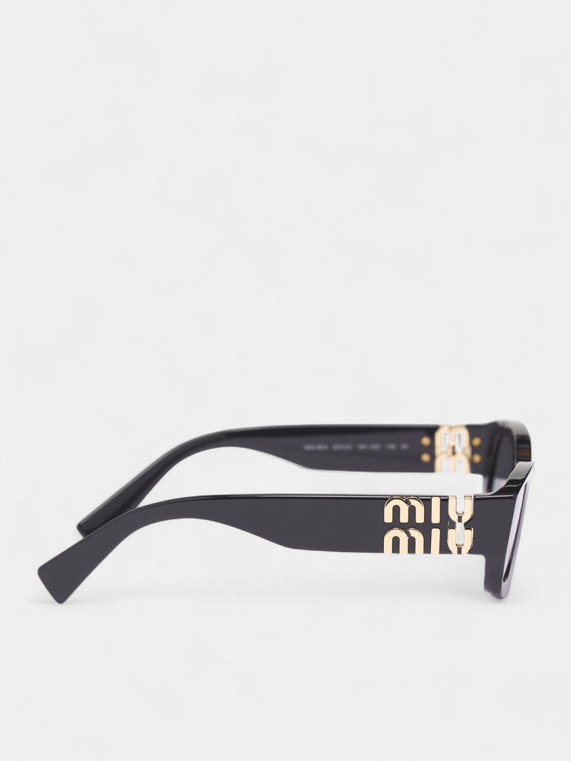 Black Glossy Rectangular Sunglasses (0MU-B04S-BLACK-DARK-GREY)