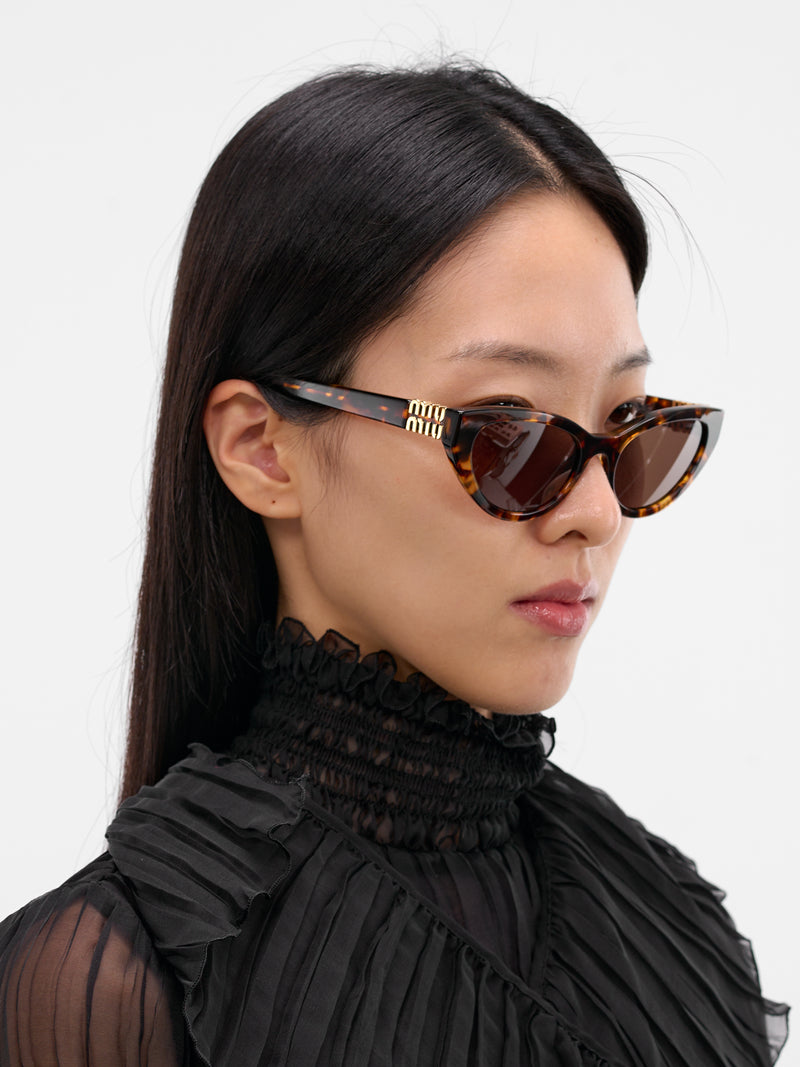 Brown Tortoiseshell Cat-Eye Sunglasses (0MUA04S-14L60M54-DARK-BROWN)