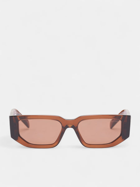 Brown Translucent 09ZS Geometric Sunglasses (0PR-09ZS-DARK-TRANSPARENT