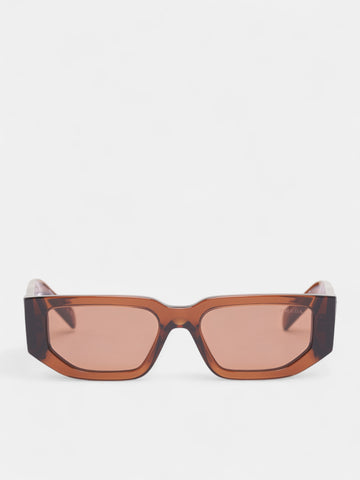 Brown Translucent 09ZS Geometric Sunglasses (0PR-09ZS-DARK-TRANSPARENT