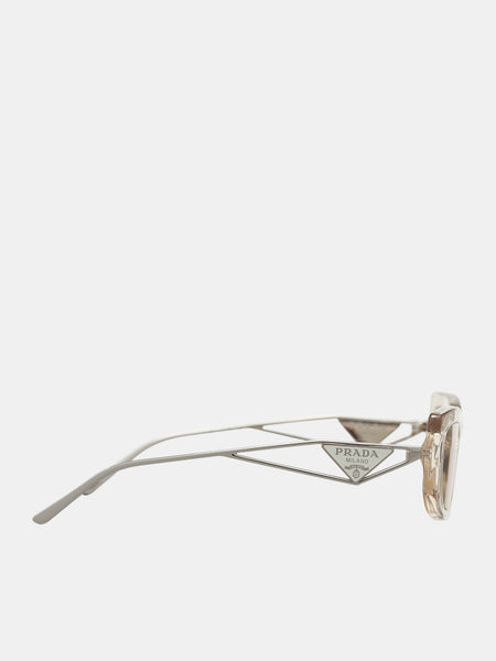Prada PR 14 YS Women’s Sunglasses Transparent Frame & Brown Transparent Lenses Prada PR 14YS L (53 - 19) with Brown lenses and Brown frame  main image 4