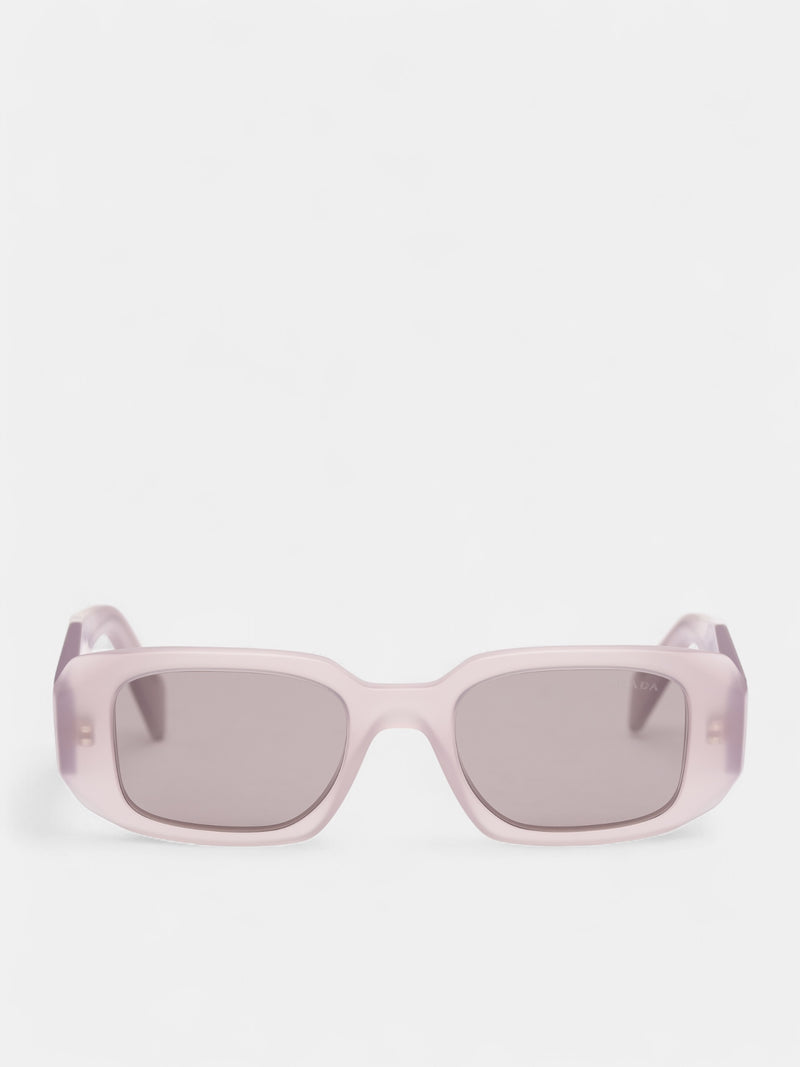 Transparent Brown 17WS Rectangle Sunglasses (0PR-17WS-TORTOISE-DARK-GREY)