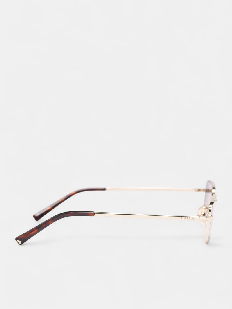 Gold Metal A60S Rectangle Sunglasses (0PR-A60S-PALE-GOLD-BLACK-CHOCO)