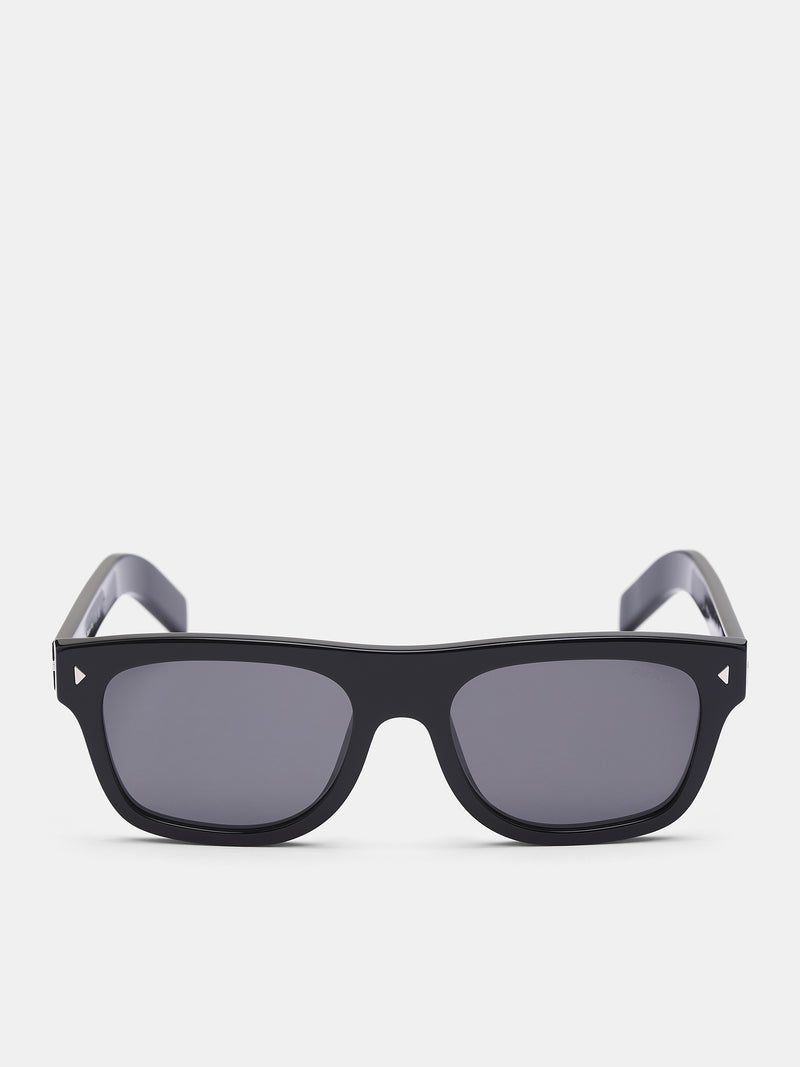 PR B12S Rectangular Sunglasses (0PR-B12S-BLACK-DARK-GREY)