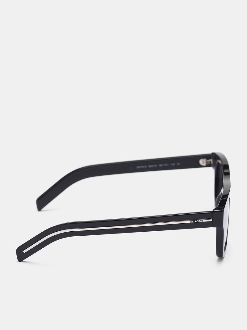 PR B12S Rectangular Sunglasses (0PR-B12S-BLACK-DARK-GREY)