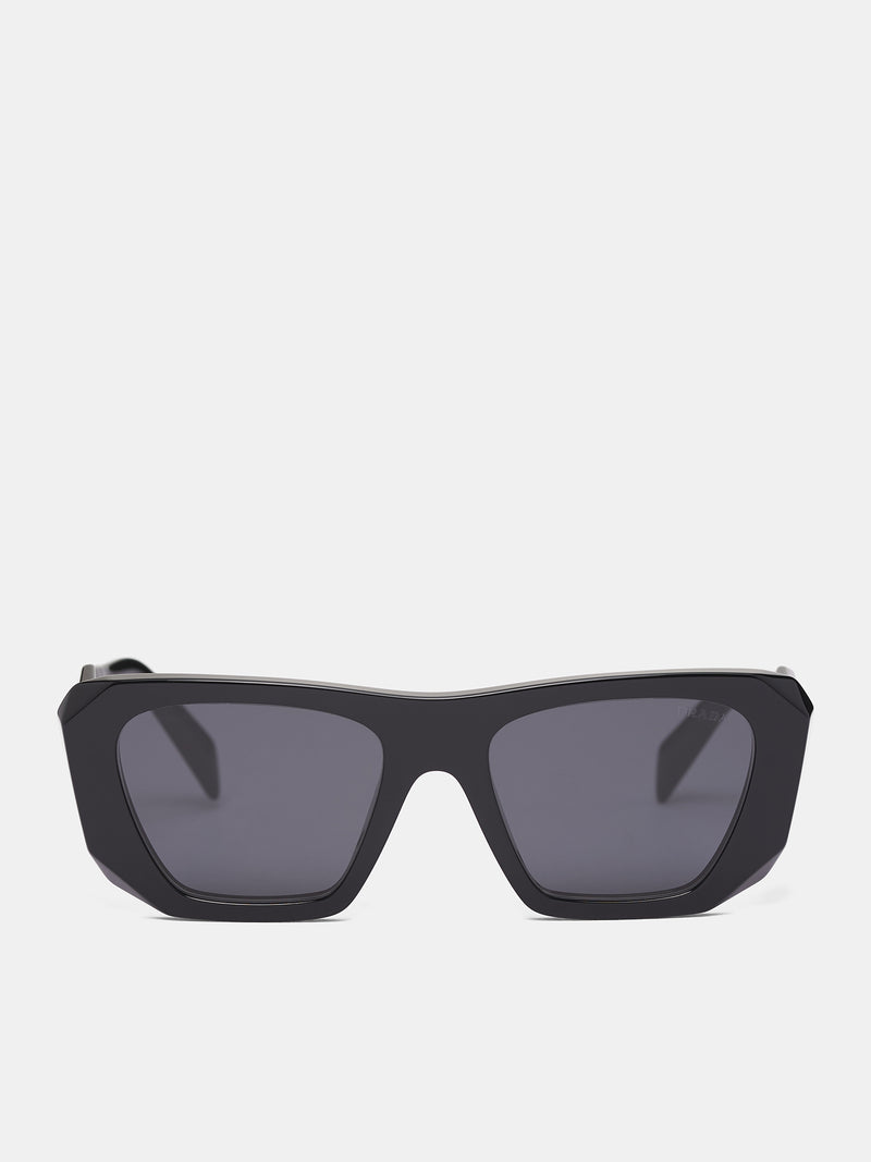 Black PR-B18S Geometric Sunglasses (0PR-B18S-BLACK-DARK-GREY)