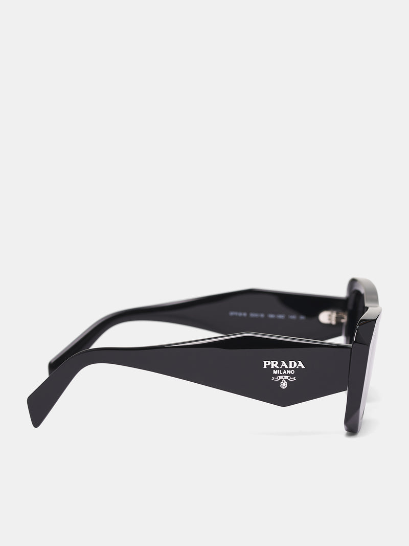 Black PR-B18S Geometric Sunglasses (0PR-B18S-BLACK-DARK-GREY)