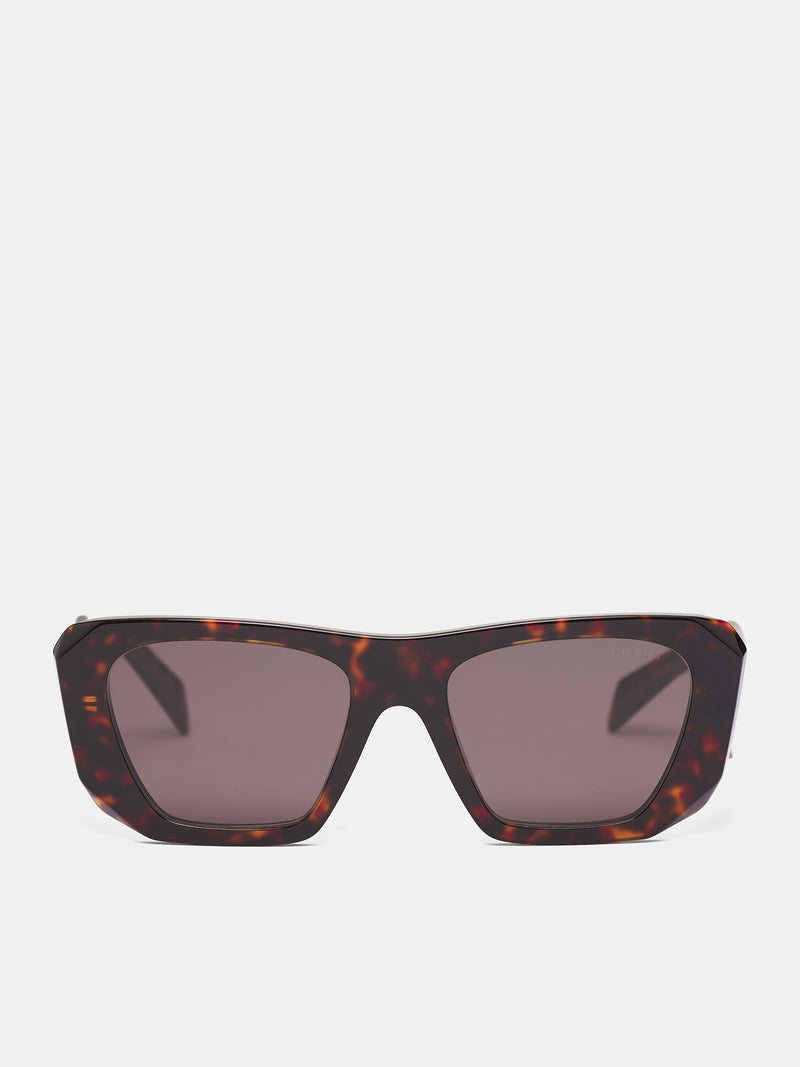 Tortoiseshell PR-B18S Geometric Sunglasses (0PR-B18S-ROOT-TORTOISE-DARK-BR)