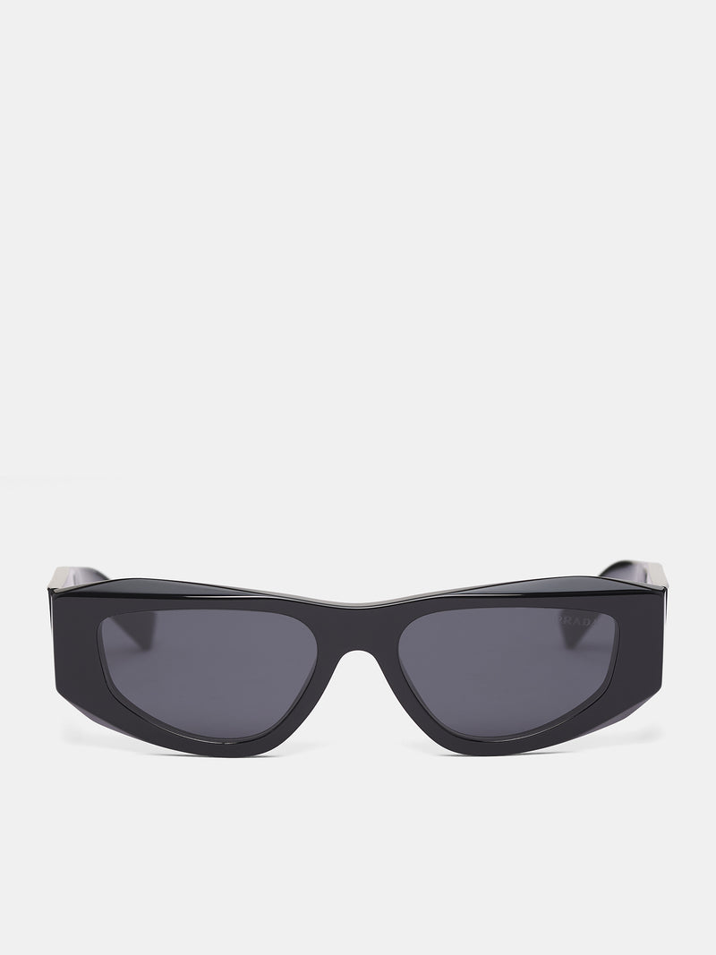Black PR-B19S Geometric Sunglasses (0PR-B19S-BLACK-DARK-GREY)