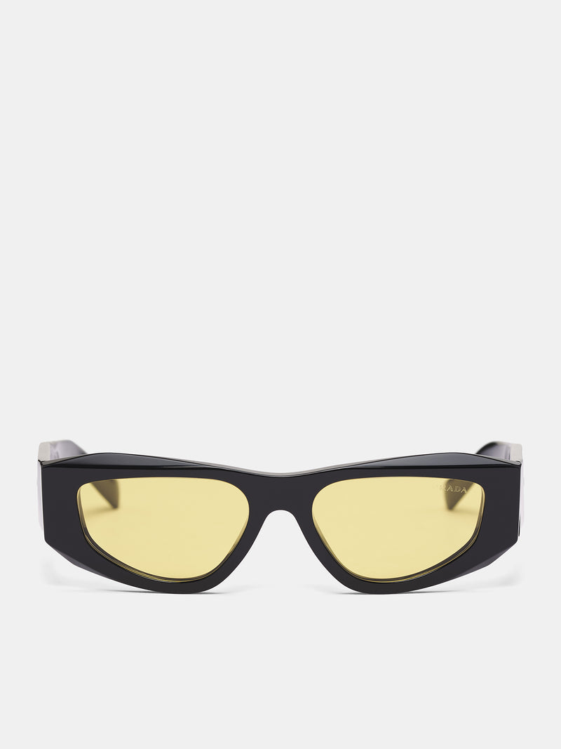 Black PR-B19S Geometric Sunglasses (0PR-B19S-BLACK-YELLOW)