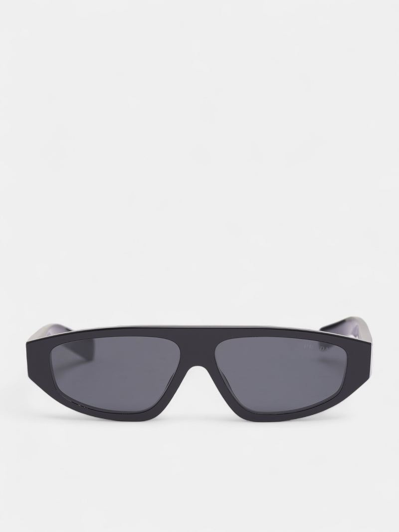 Black Matte C02S Geometric Sunglasses (0PR-C02S-BLACK-DARK-GREY)