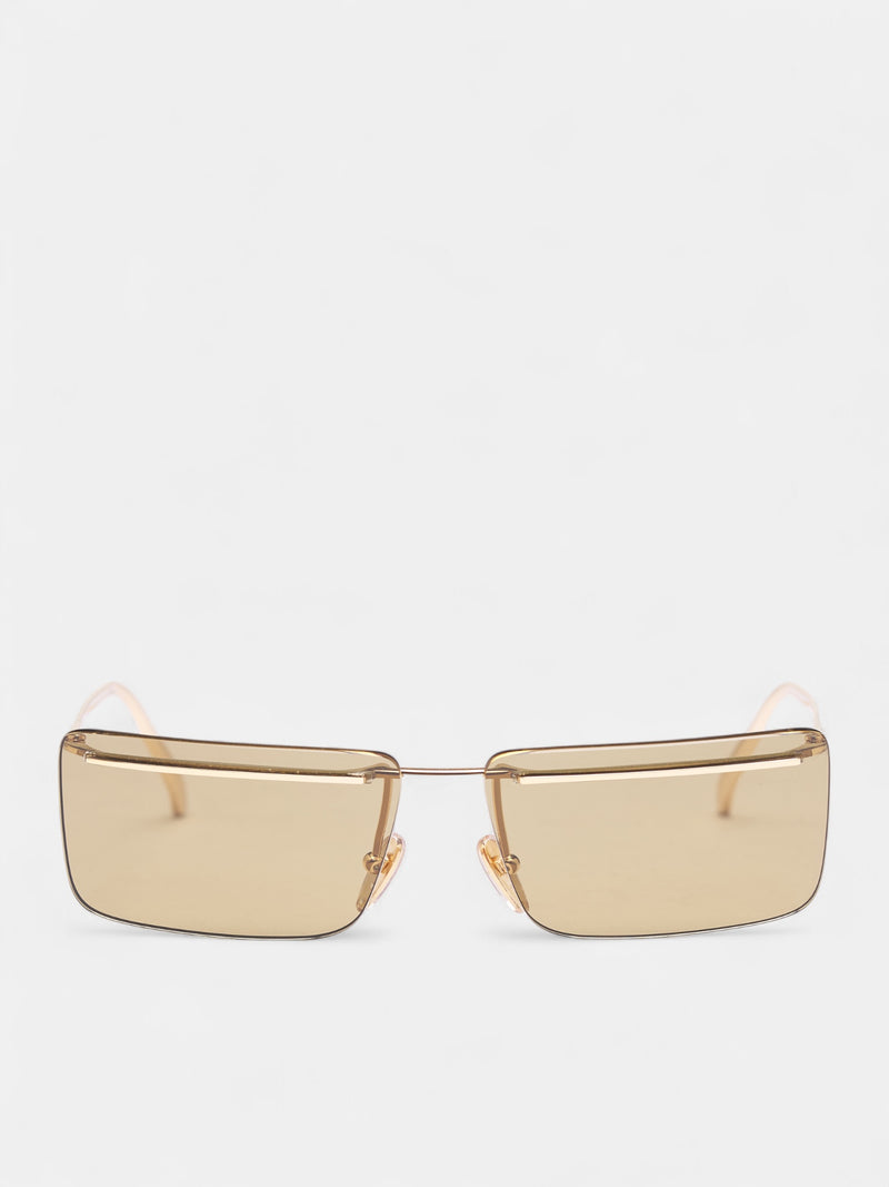 Gold Metal Rectangular Sunglasses (0PR-C53S-5AK70G60-GOLD-GREEN)