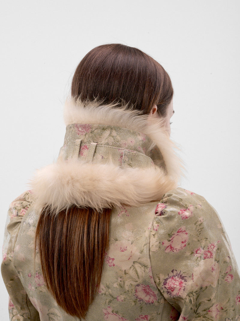 Wallpaper Floral Printed Shearling Collar (VICO0WAFL-WALLPAPER-FLORAL)