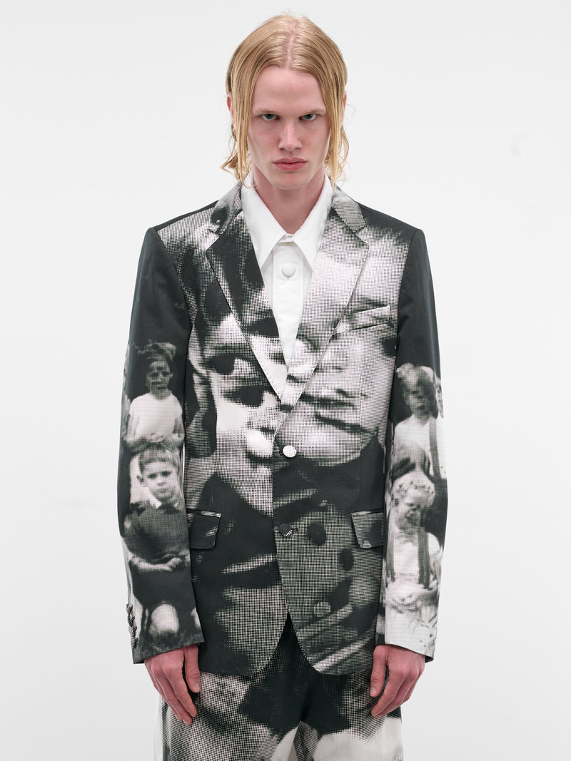 Sharp Tailored Glitch Graphic Blazer (1005-CC20-BLACK-WHITE)