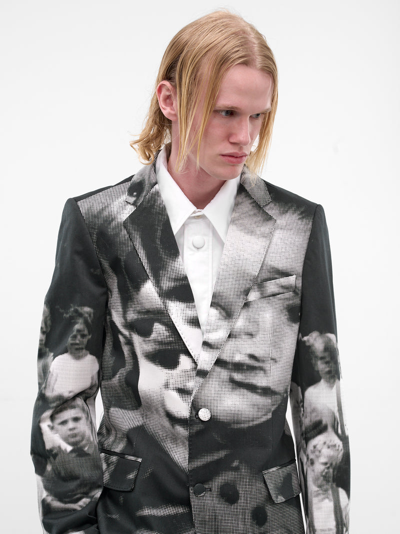 Sharp Tailored Glitch Graphic Blazer (1005-CC20-BLACK-WHITE)
