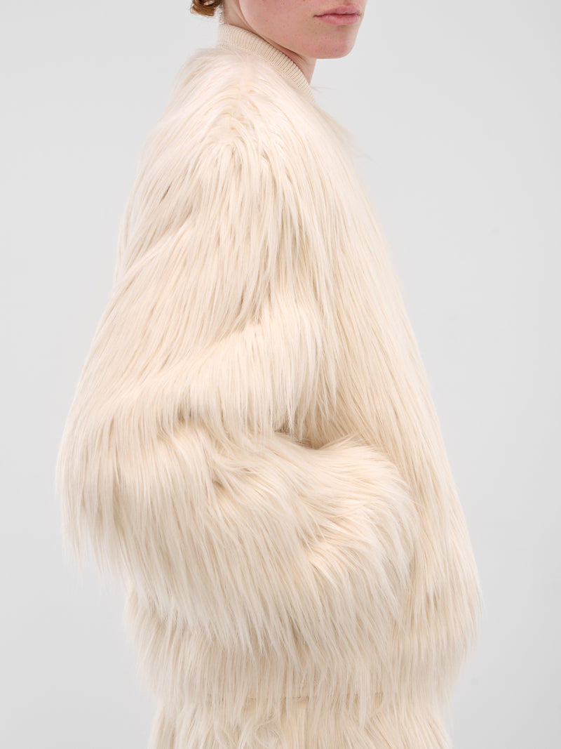 White Dream Fur Bomber Jacket (1008-CC4-MILK)