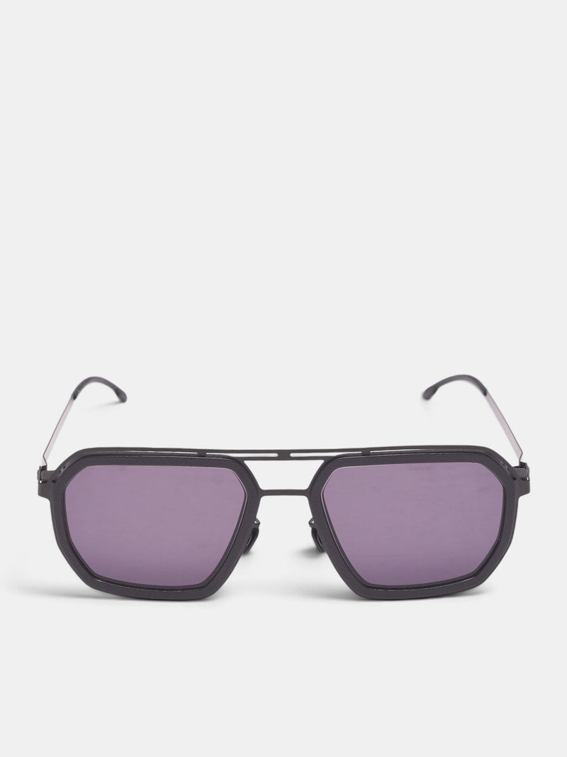 Mojave Aviator Geometric Sunglasses (10086147-PITCH-BLACK-COOLGREY)