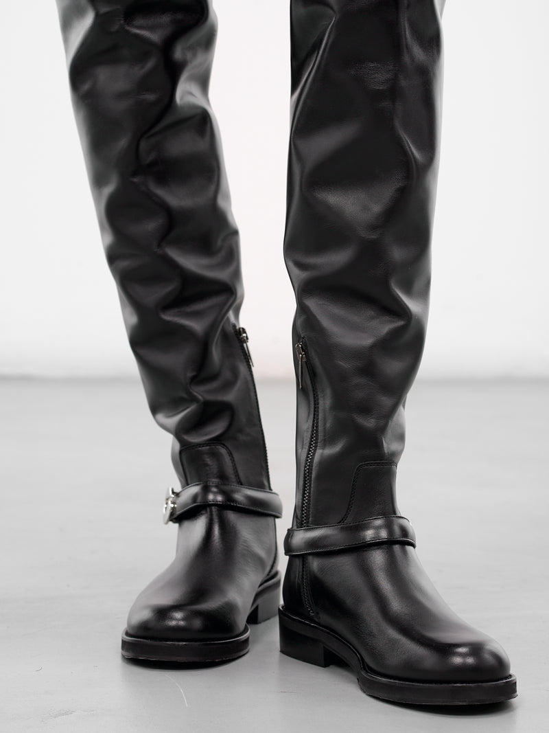 Black Leather High Cavalier Boots (COPSH93F6072-BLACK)