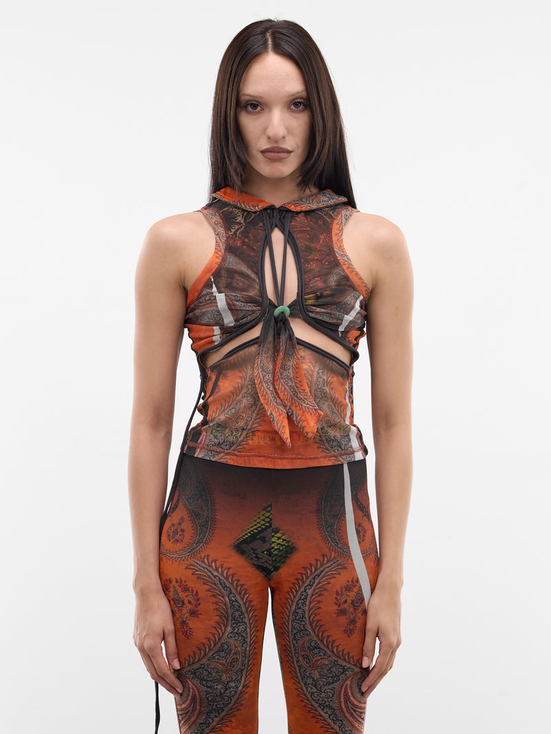 Orange Knit Mesh Dragonfly Top (10110900101-PRINT-ORANGE)