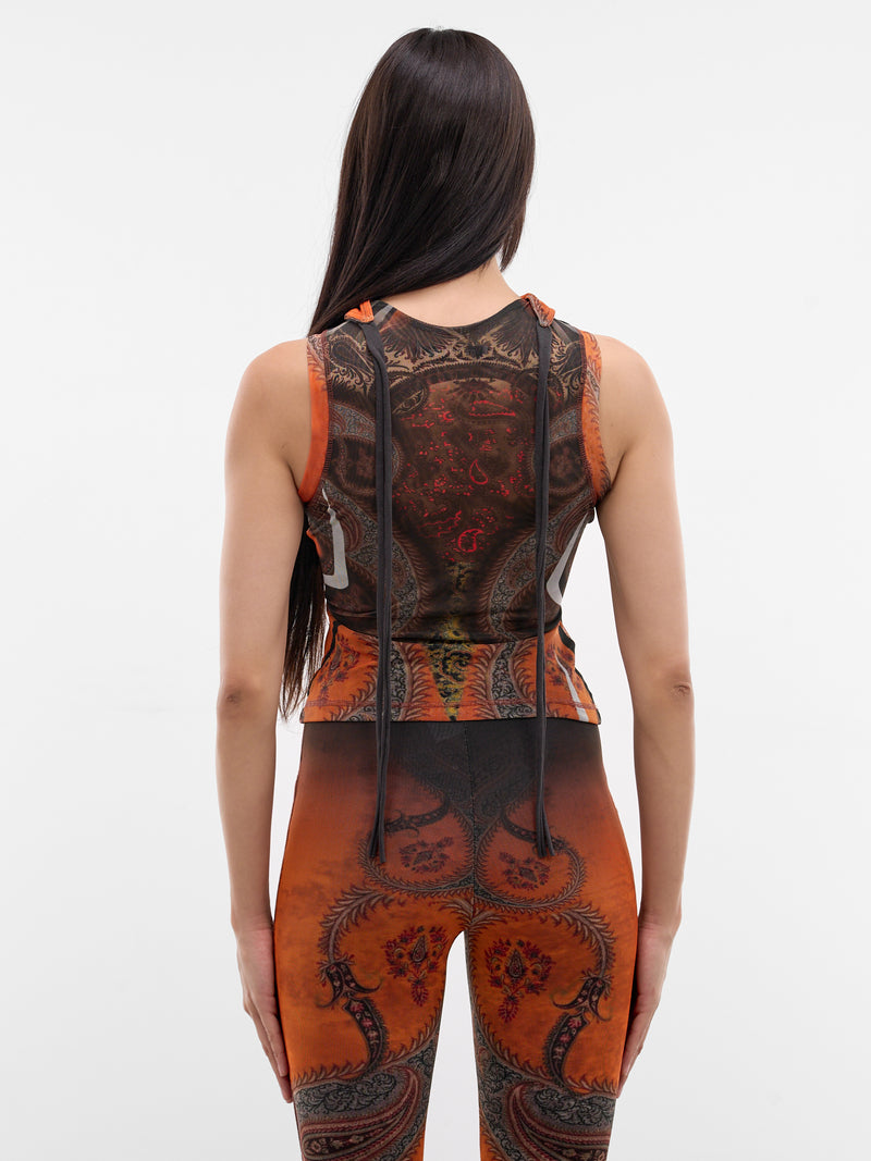Orange Knit Mesh Dragonfly Top (10110900101-PRINT-ORANGE)