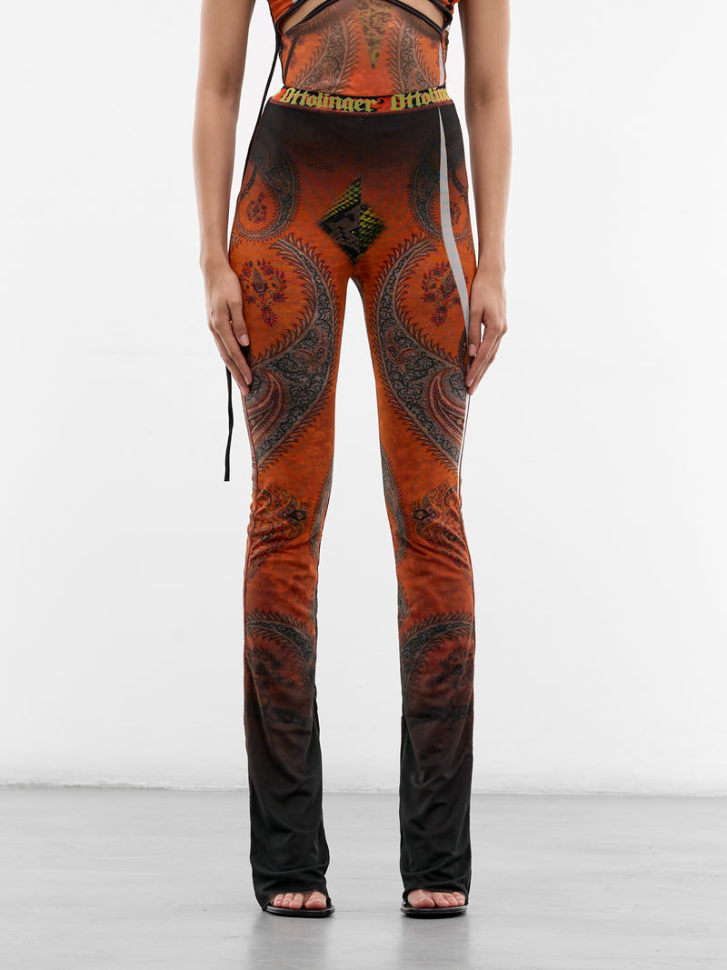 Orange Knit Mesh Pants (10120050108-PRINT-ORANGE)