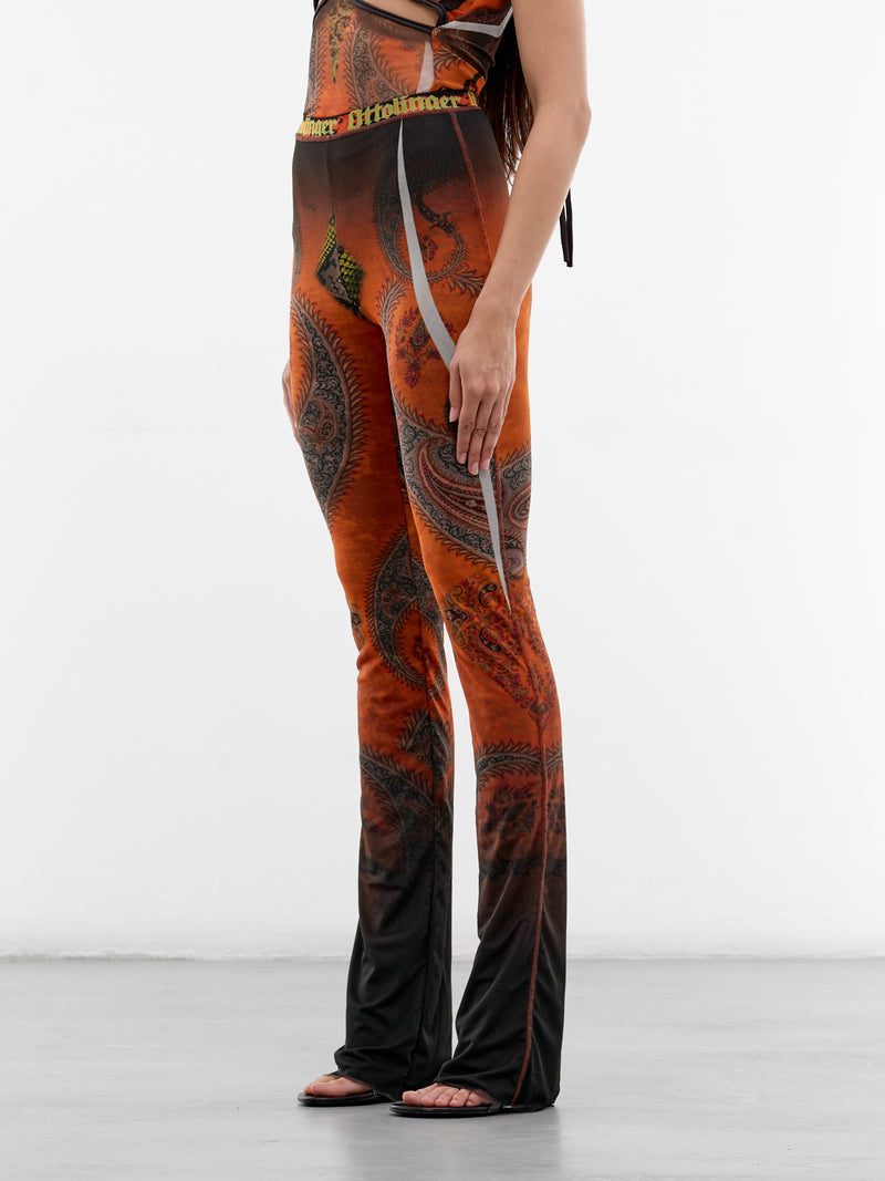 Orange Knit Mesh Pants (10120050108-PRINT-ORANGE)