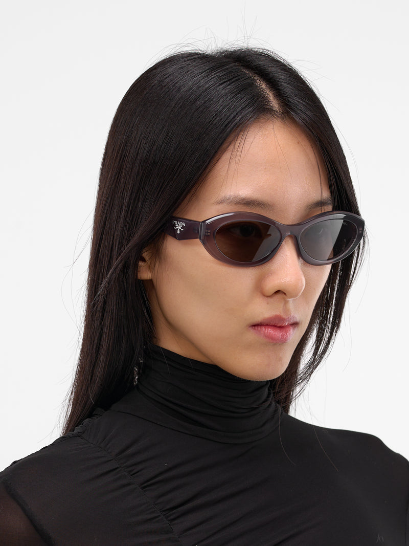 Gray Gradient 26ZS Oval Sunglasses (0PR-26ZS-17K08Z-TALC-DARK-GREY)