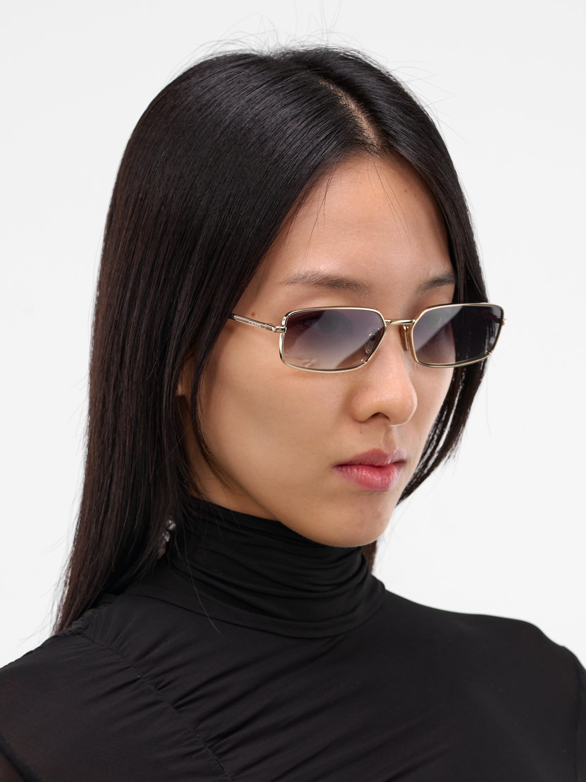 Gold Gradient A60S Rectangle Sunglasses (OPR-A605-PALE-GOLD-BLUE-SILVER)