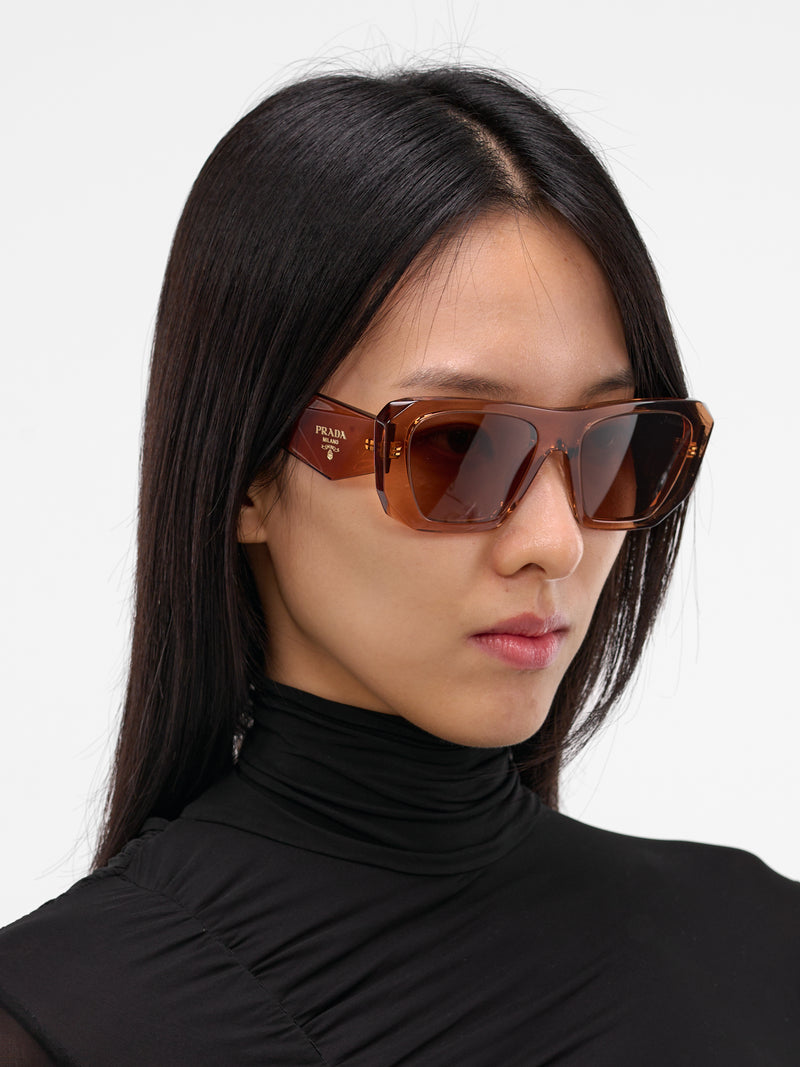Transparent Brown B18S Geometric Sunglasses (0PR-B18S-CHOCOLATE-BROWN)