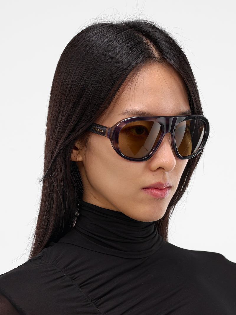 Laguna Stripe C05S Aviator Sunglasses (0PR-C05S-STRIPED-LAGUNA-GREEN)