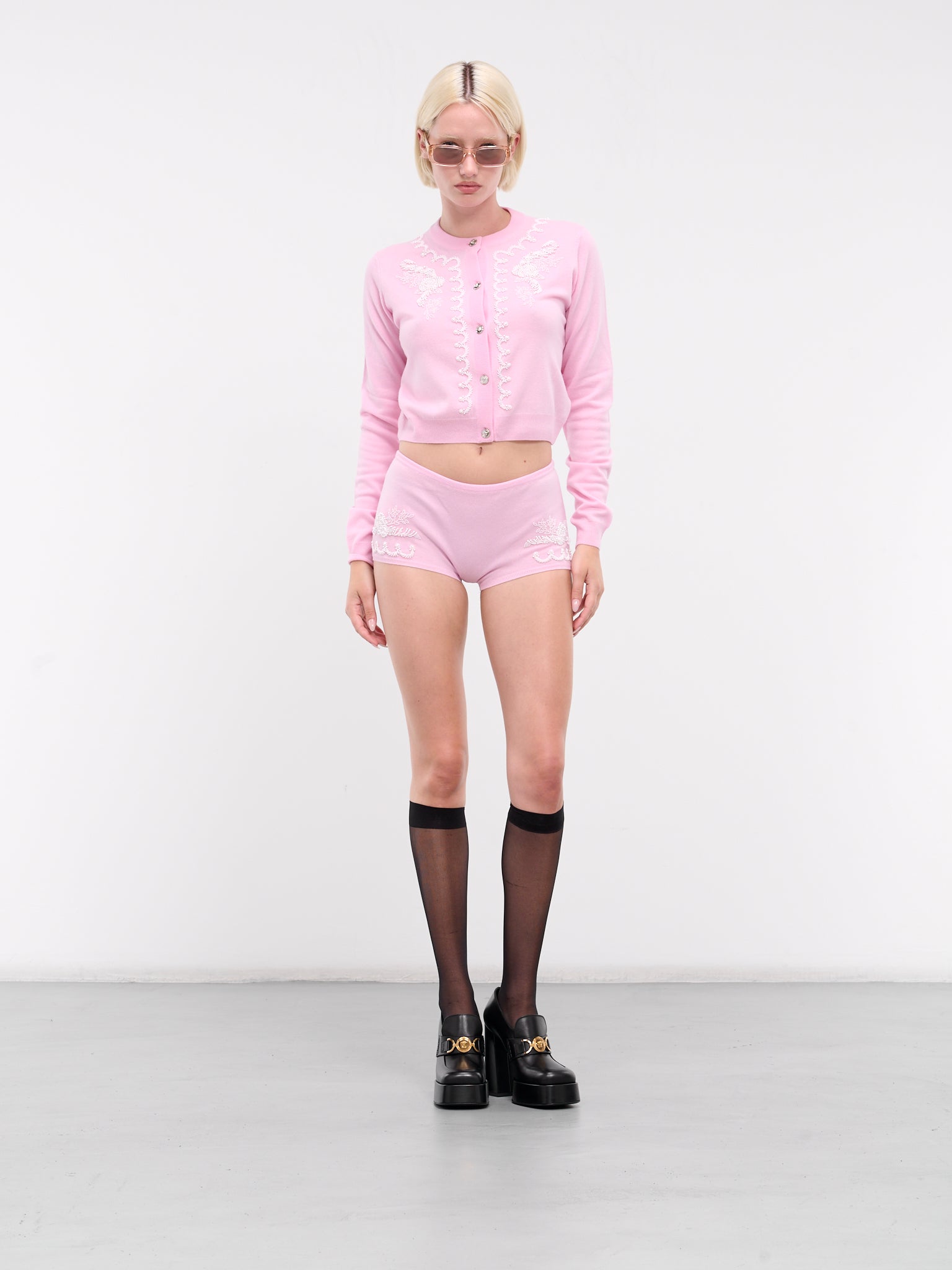Embroidered Cashmere Knit Cardigan (1015338-1A10428-PASTEL-PINK)