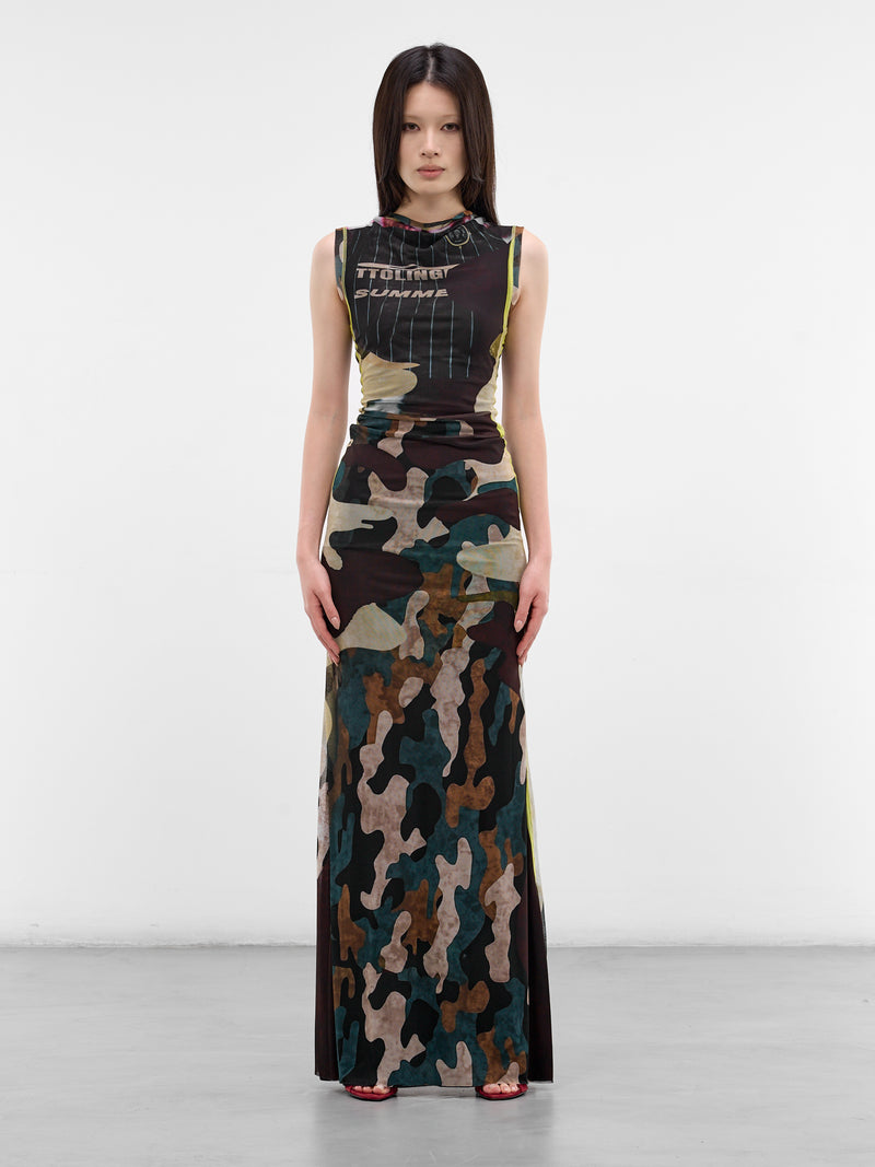 Camouflage Abstract Print Maxi Gown (10150030105-PRINT)