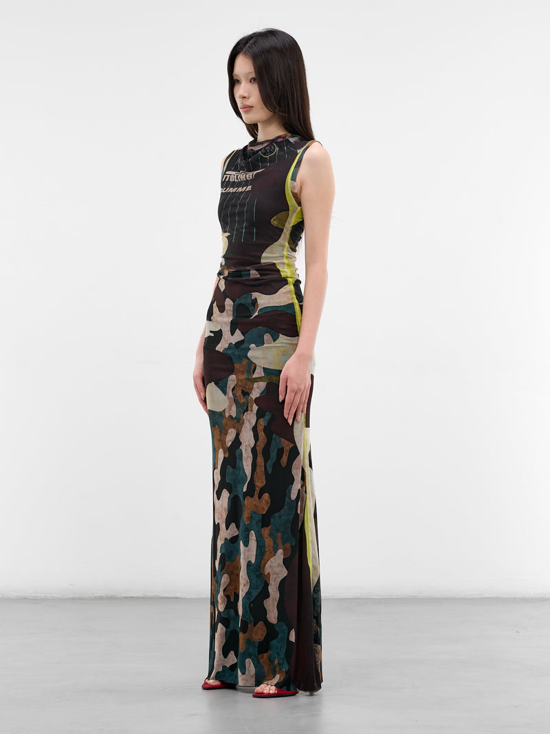 Camouflage Abstract Print Maxi Gown (10150030105-PRINT)