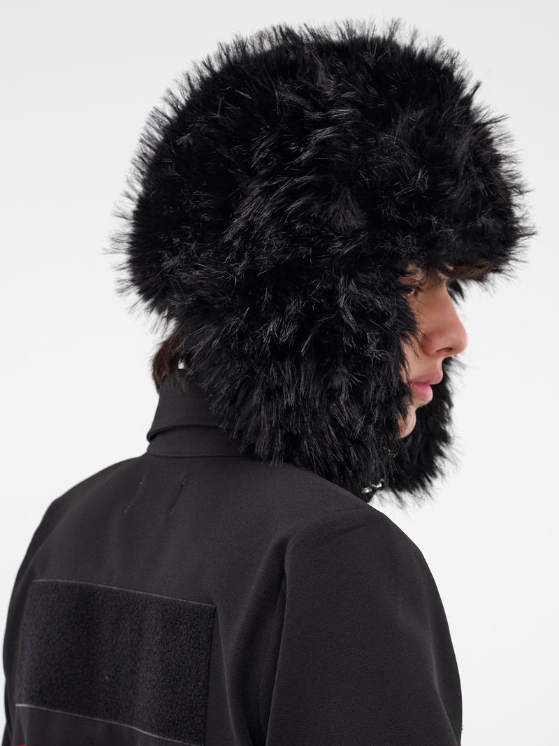 Black Oversized Fur Trapper Hat (MA006-BLACK)