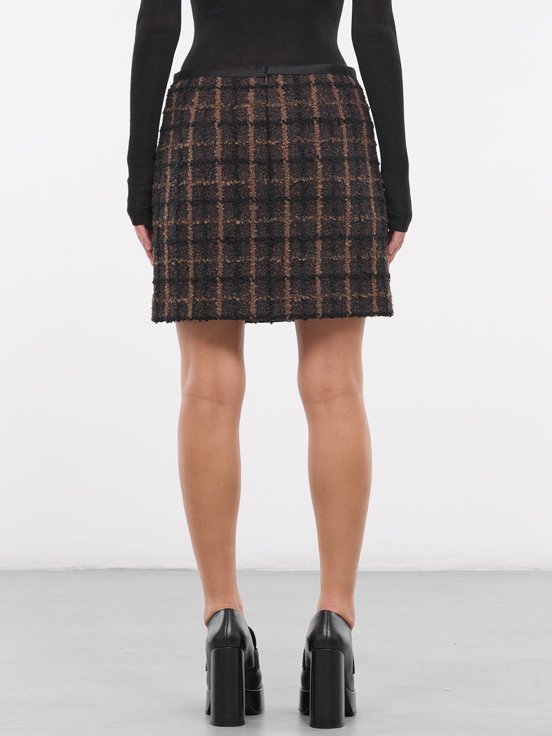 Plaid Medusa Mini Skirt (1017308-1A12269-BROWN-BLACK)