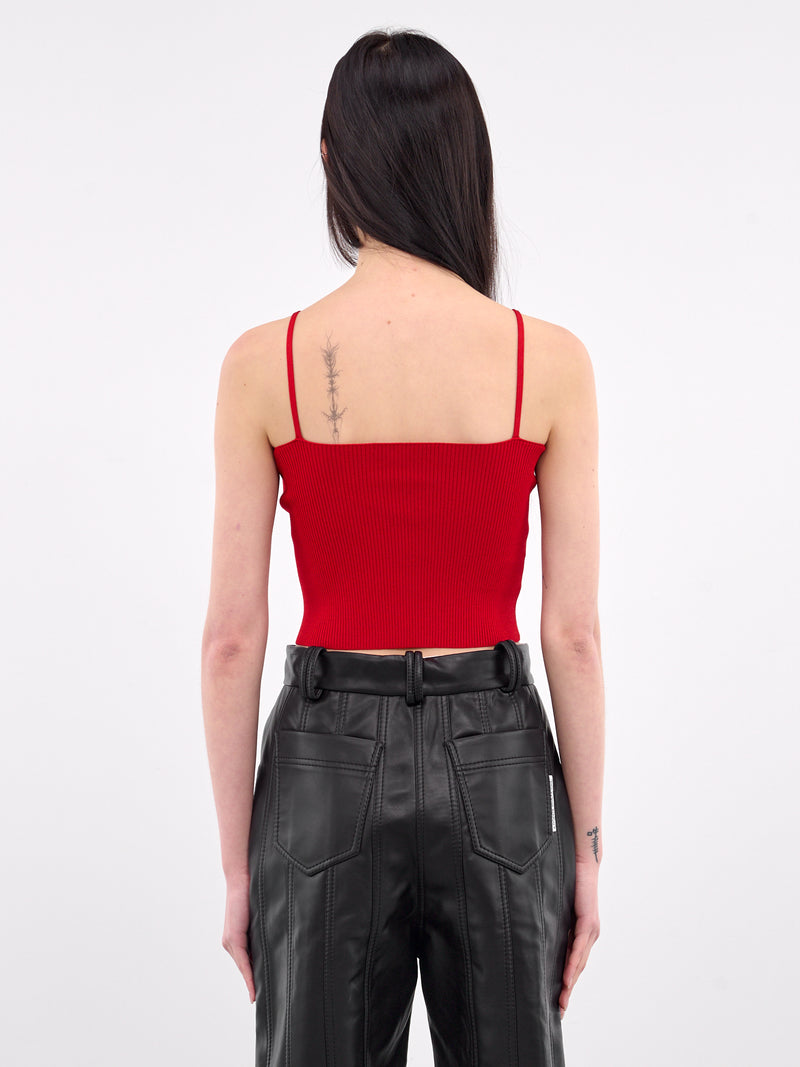 Safety Pin Knit Crop Top (1017770-1A12699-LIPSTICK-RED)