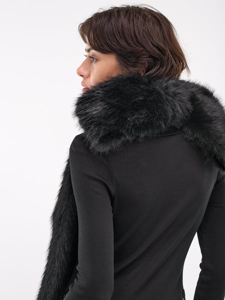 ★FLARE UP★ Scarf Fur Jacket FL041Black FL-041_Black (FUR) Women's Black Genuine Denim Sherpa Shearling Faux Fur Lined