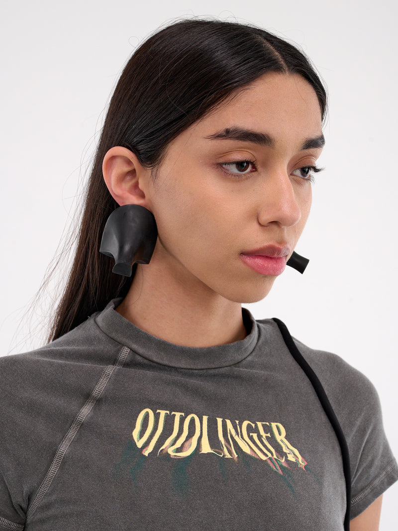 Kitten Heel Earrings (JW25-BLACK-SILVER)