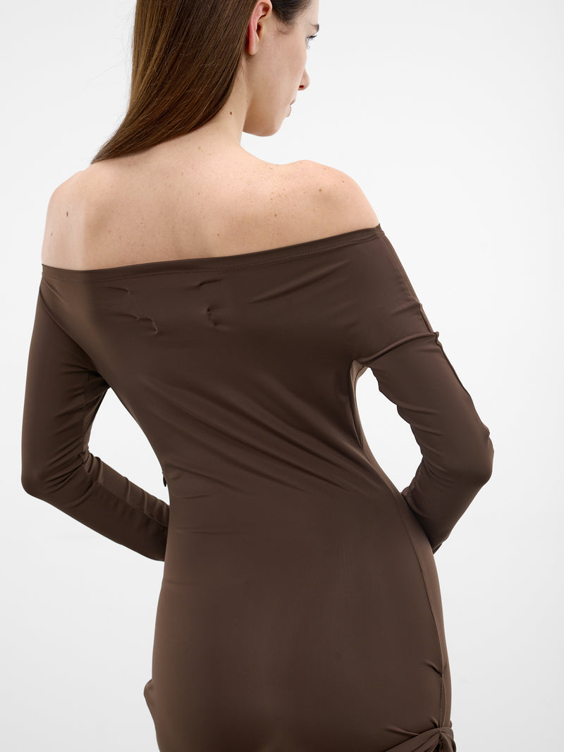 Brown Jersey Shell Belt Dress (1036-CHOCOLATE)