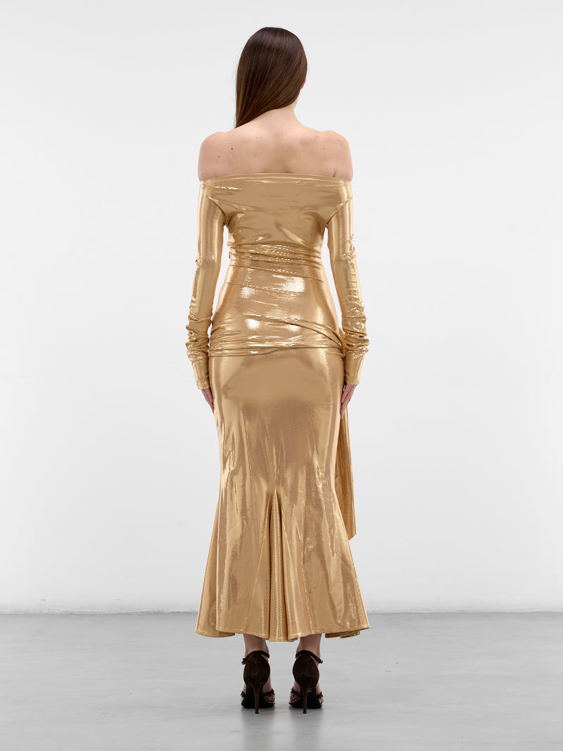 Gold Foiled Shell Belt Dress (1036-GOLD