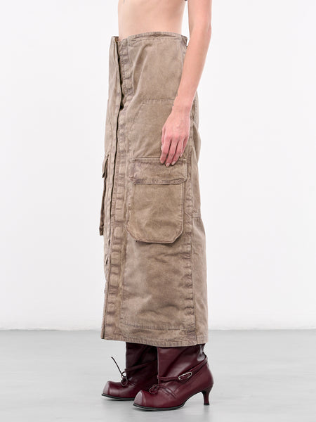 スカート Y PROJECT Women Mini Skirts 103SK001 F565WASHED KHAKI BROWN Velcro Cargo Long Skirt (103SK001-F565-KHAKI)